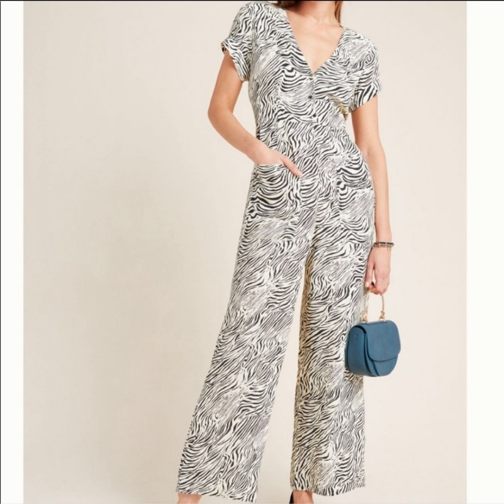 ANTHROPOLOGIE Capulet Riley zebra swirl jumpsuit